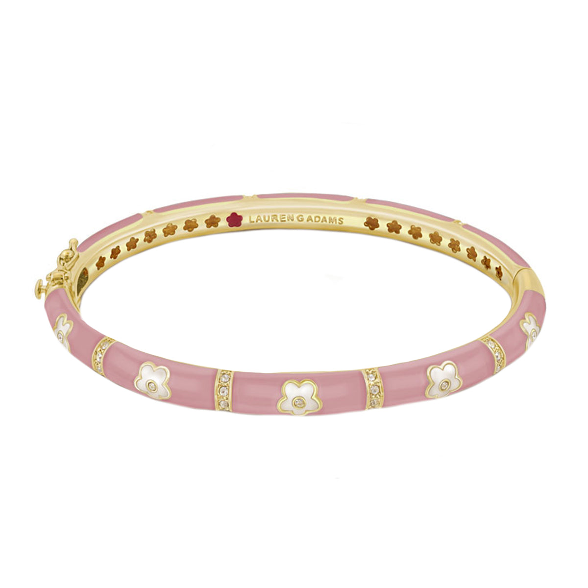 Daisy Love stackable bangle with pink enamel and white flower motifs by Lauren G Adams on Tampa Home & Garden Store
