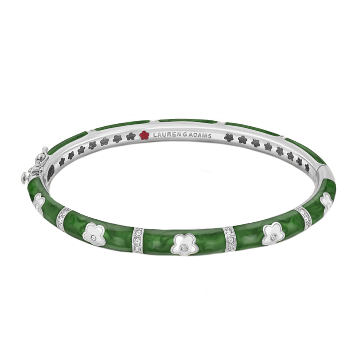 Daisy Love Stackable Bangle green enamel with silver flower charms by Lauren G Adams on Tampa Home & Garden Store