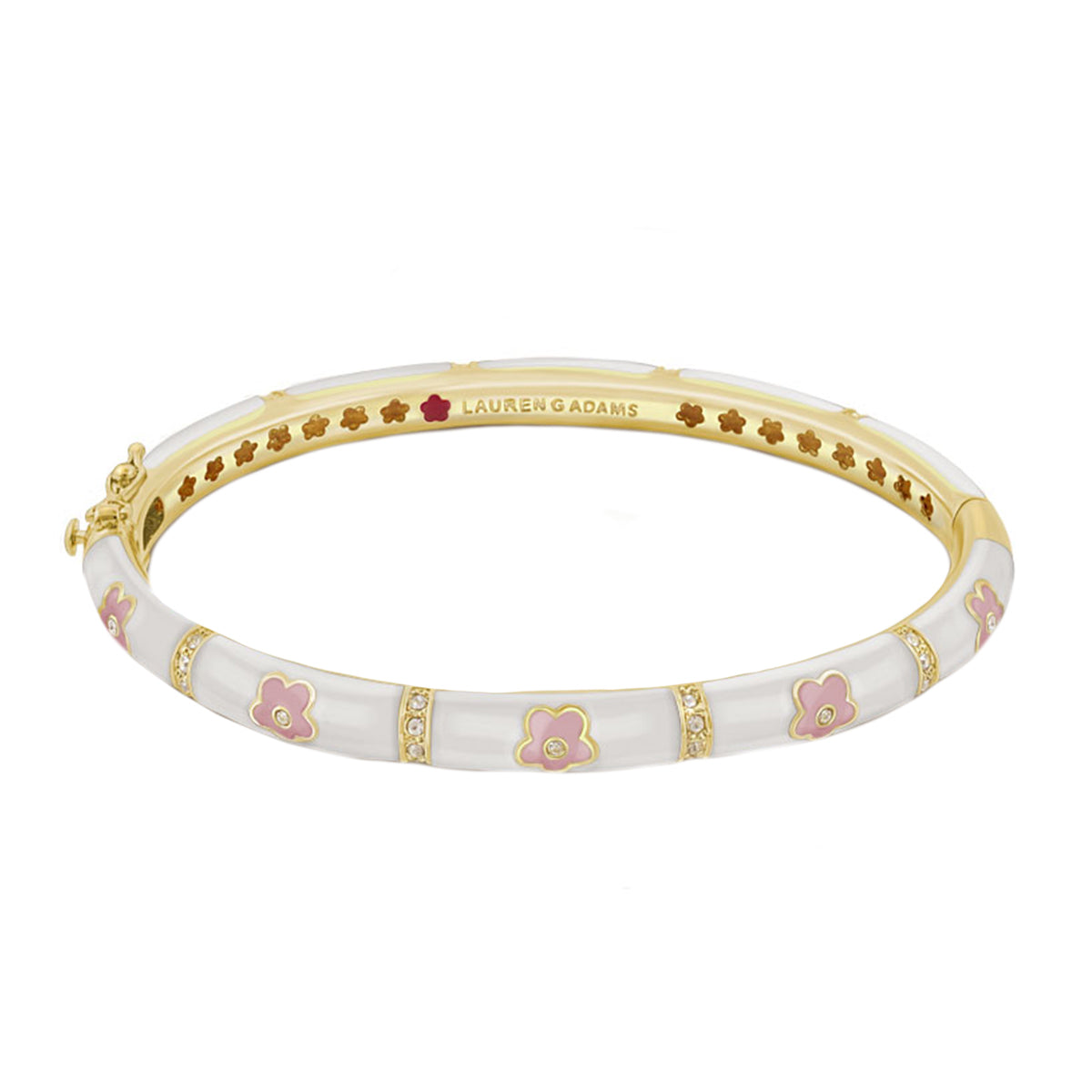 Daisy Love Stackable Bangle — Contrast Flower, gold-tone bracelet with white enamel on Tampa Home & Garden Store