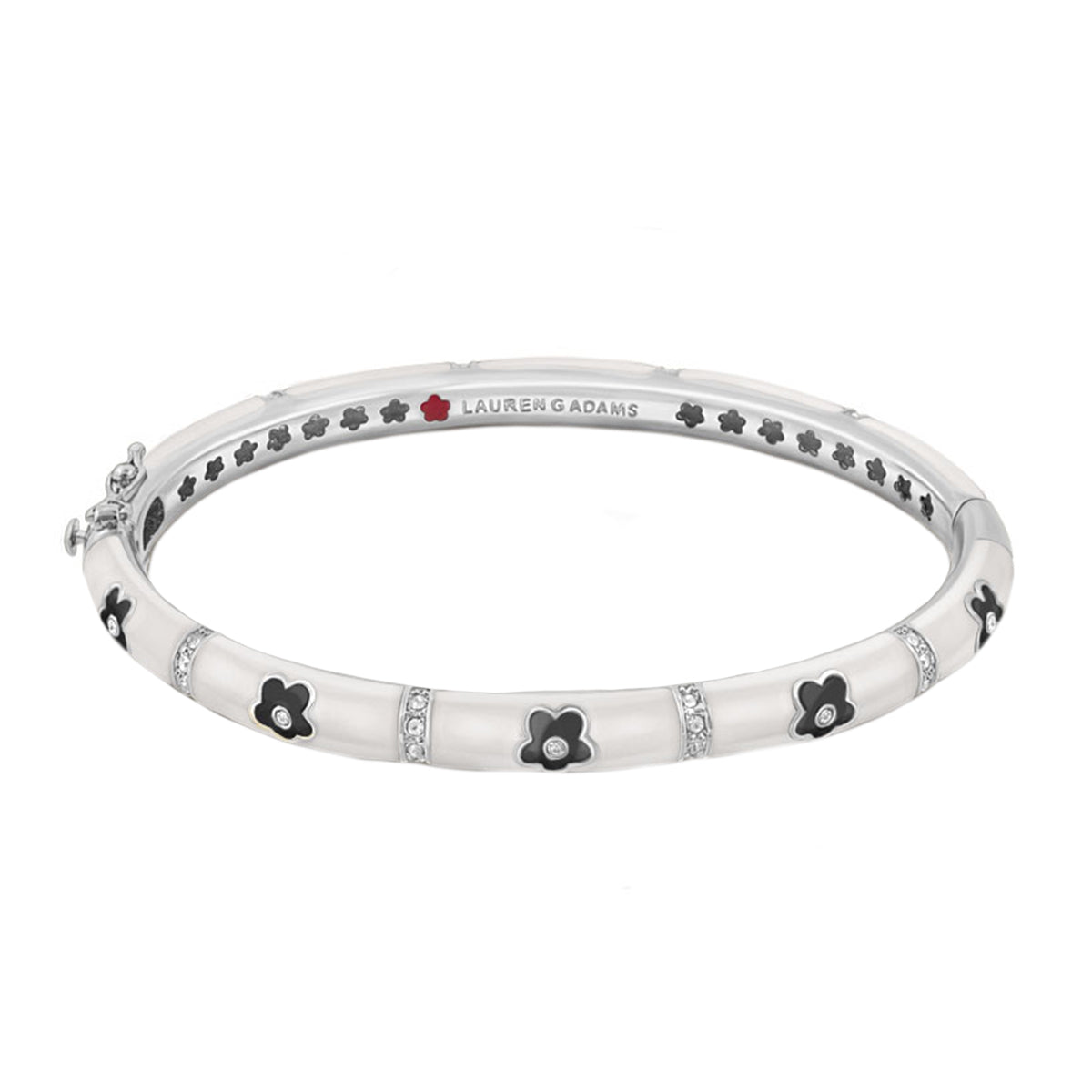 Stackable Daisy Love Bangle by Lauren G Adams, bracelet with black enamel daisies and crystals on Tampa Home & Garden Store