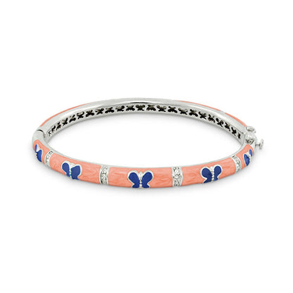 Butterfly World Bangle bracelet coral enamel with blue butterfly accents Lauren G Adams on Tampa Home & Garden Store