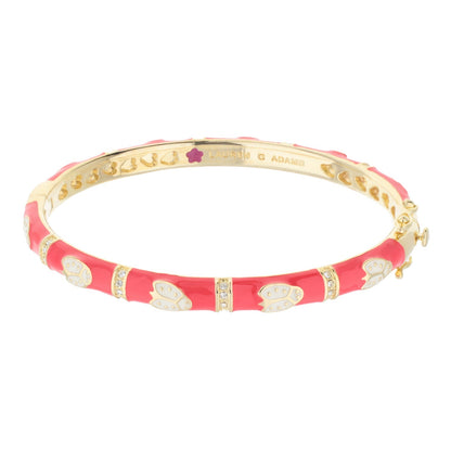 Lady Poof Stackable Bangle in pink enamel with gold butterflies and crystals by Lauren G Adams on Tampa Home & Garden Store