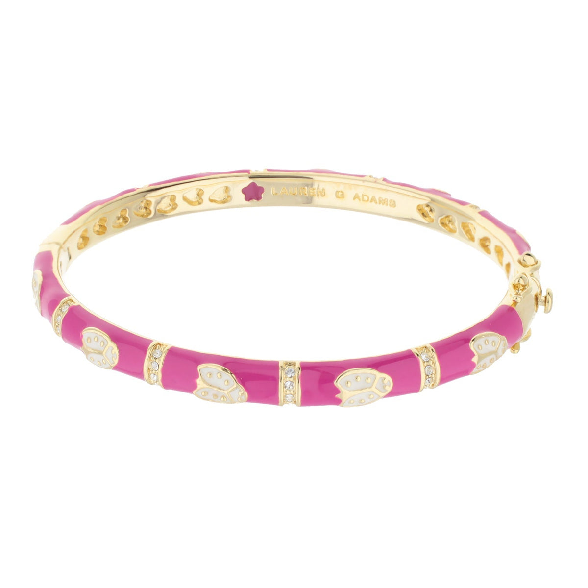 Lady Poof Stackable Bangle pink enamel bracelet with butterflies Lauren G Adams on Tampa Home & Garden Store