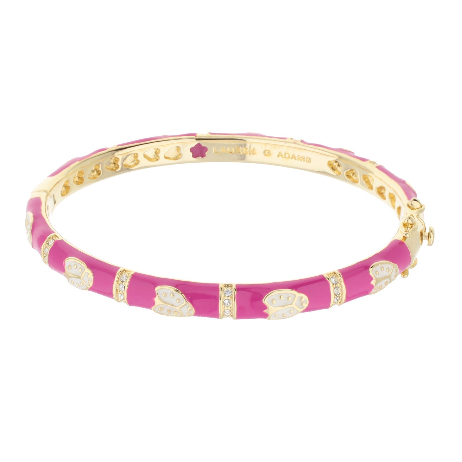 Lady Poof Stackable Bangle pink enamel bracelet with butterflies Lauren G Adams on Tampa Home & Garden Store