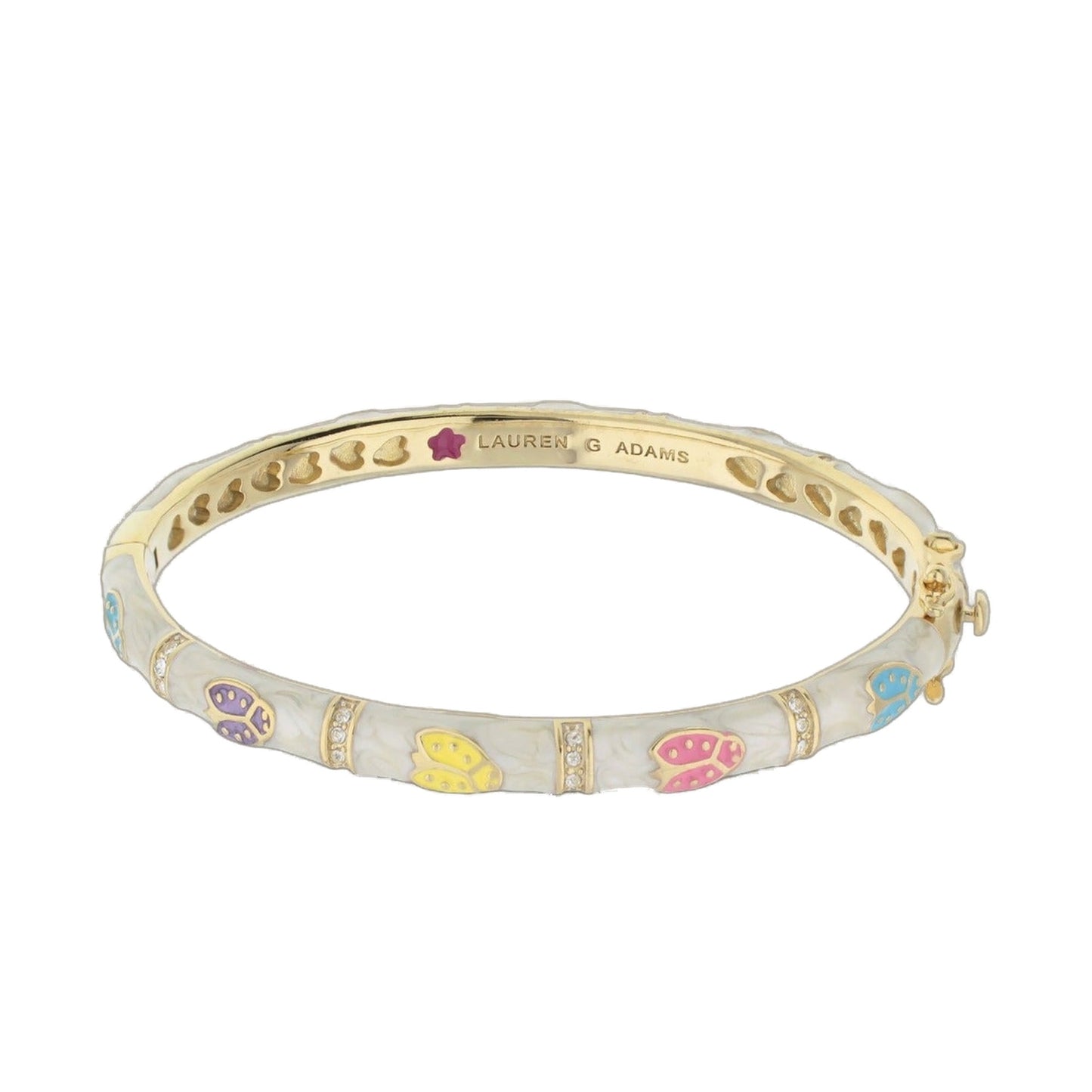 Lauren G Adams Lady Poof Stackable Bangle in gold-tone with pastel enamel oval inlays on Tampa Home & Garden Store