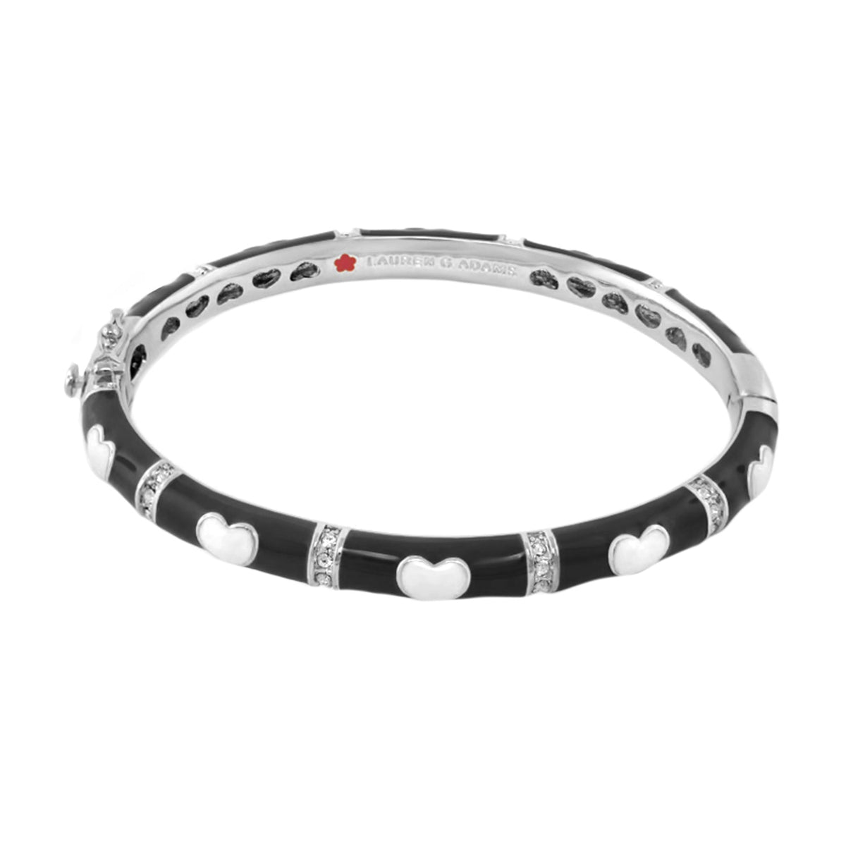 Lots of Love Bangle stackable bracelet in black enamel with heart charms by Lauren G Adams on Tampa Home & Garden Store