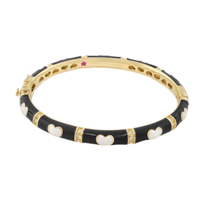 Lots of Love Bangle bracelet in black enamel with white hearts on Tampa Home & Garden Store