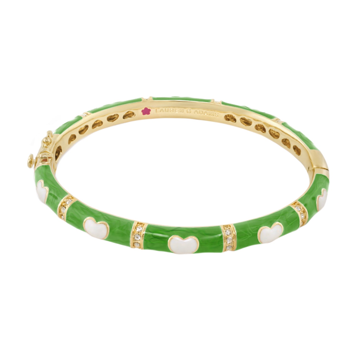 Lots of Love Bangle green enamel stackable bracelet with white hearts Lauren G Adams on Tampa Home & Garden Store
