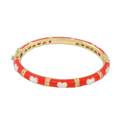 Lots of Love Bangle red enamel gold-tone stackable bracelet with white hearts by Lauren G Adams on Tampa Home & Garden Store
