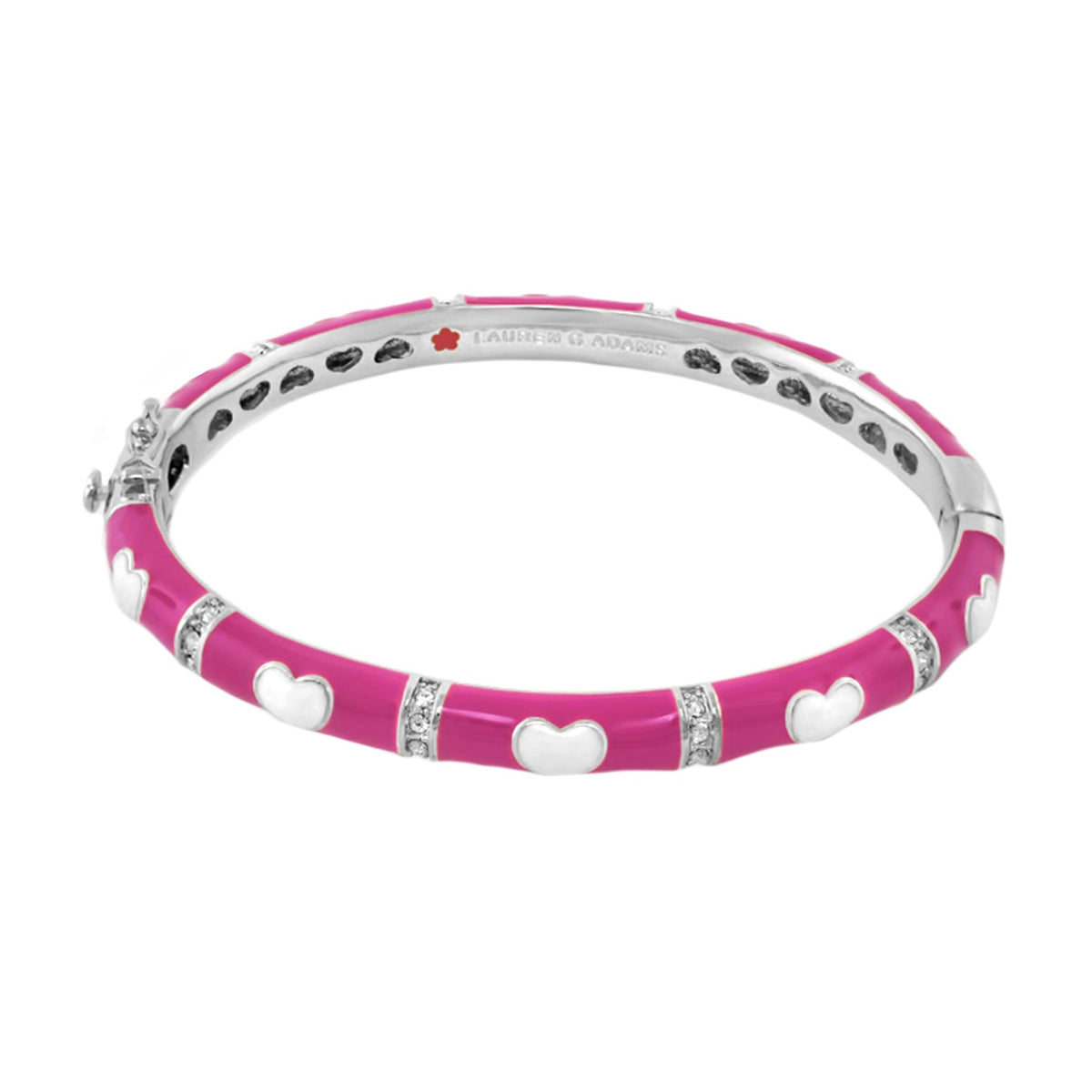 Lots of Love Bangle pink enamel bracelet with heart charms Lauren G Adams on Tampa Home & Garden Store