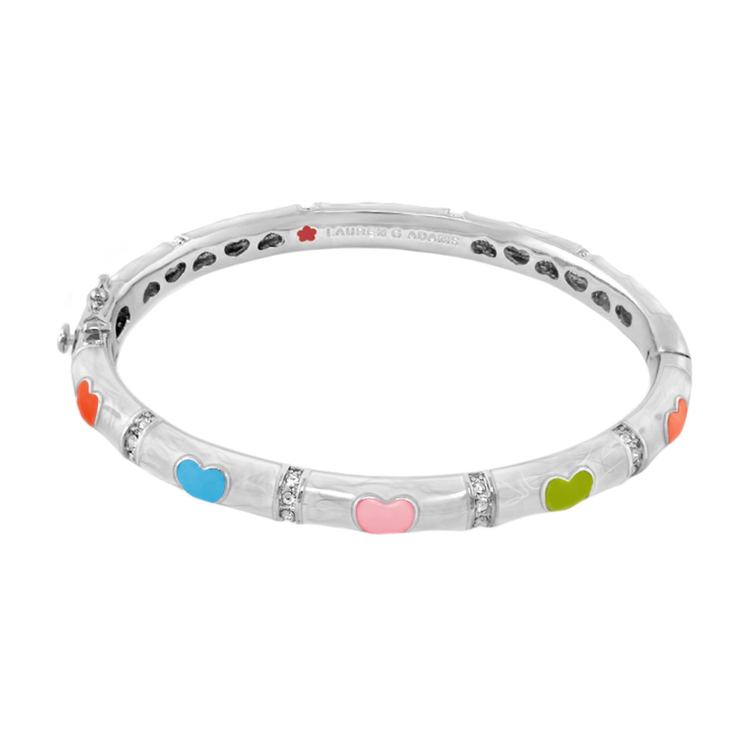 Lots of Love Bangle, silvertone stackable bracelet with colorful enamel hearts by Lauren G Adams on Tampa Home & Garden Store