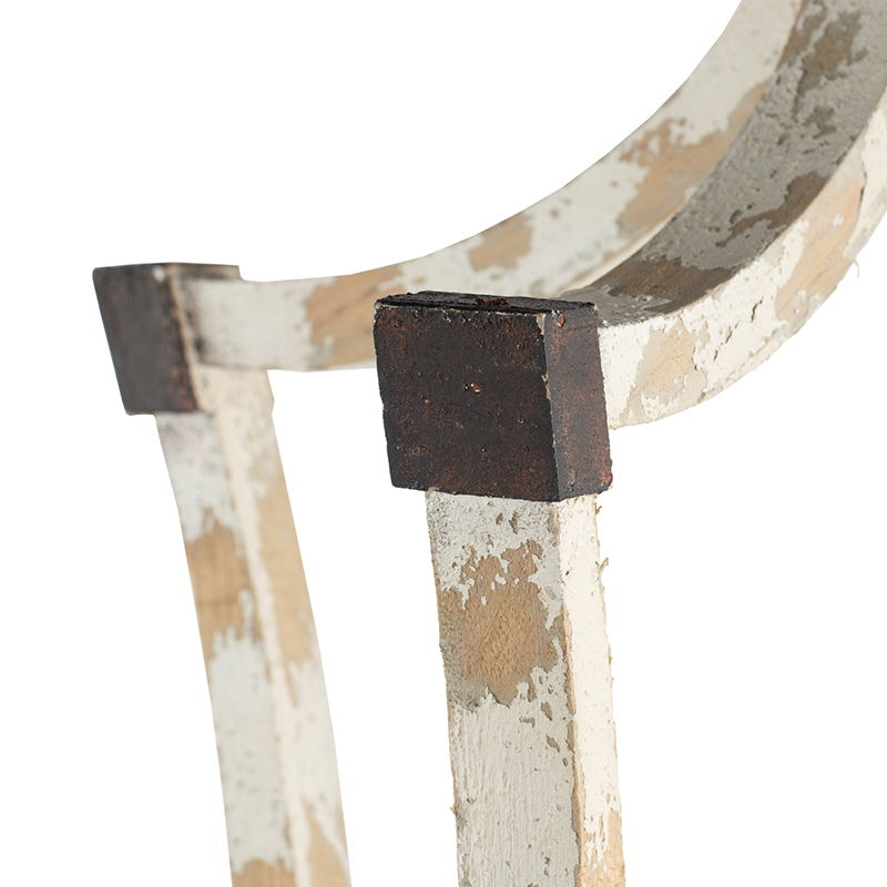 4-light chandelier with distressed cream curved ring and dark rust end caps on cream legs on Tampa Home & Garden Store