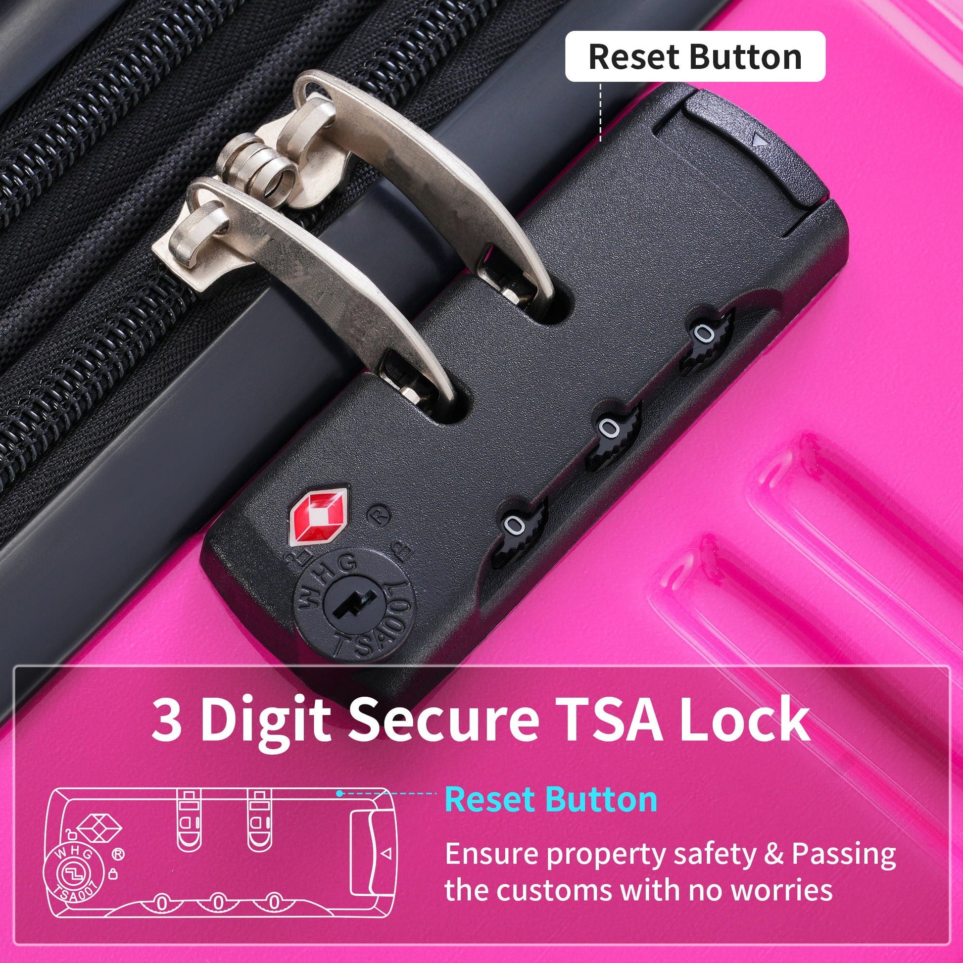 3-piece gradient pink hardshell luggage set with TSA lock and metal latch hardware on Tampa Home & Garden Store