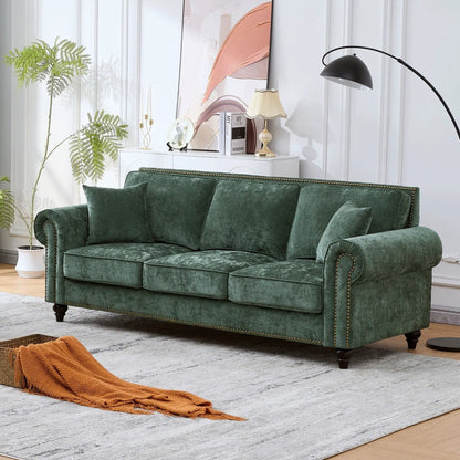 3 Seater sofa velvet with tufted upholstery and nailhead trim by Unique Piece Furniture on Tampa Home & Garden Store