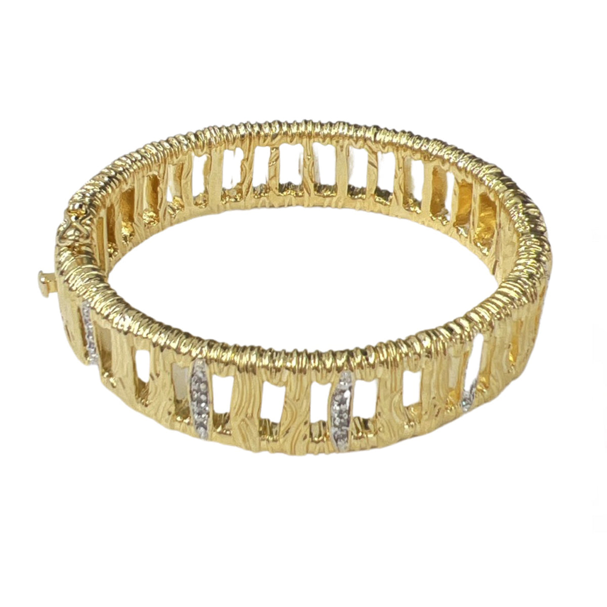 Lauren G Adams Bamboo Bangle gold-tone openwork baguette with crystal accents on Tampa Home & Garden Store