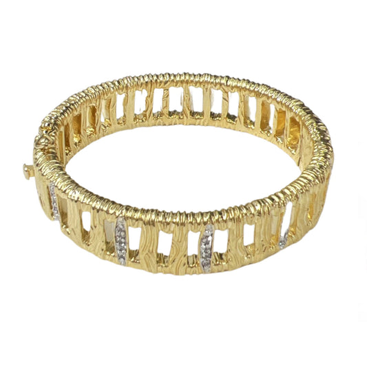 Lauren G Adams Bamboo Bangle gold-tone openwork baguette with crystal accents on Tampa Home & Garden Store