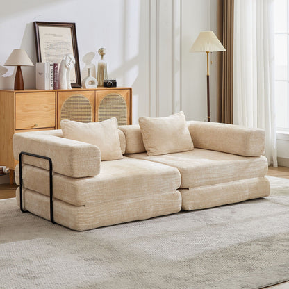 Compact Floor Sofa Bed With A Pillow And Frame
