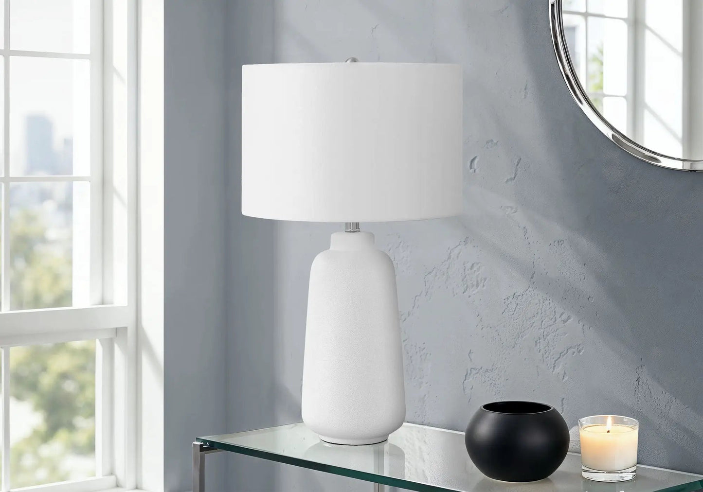 Table lamp ceramic cream with white shade by Unique Piece Furniture, modern design on Tampa Home & Garden Store