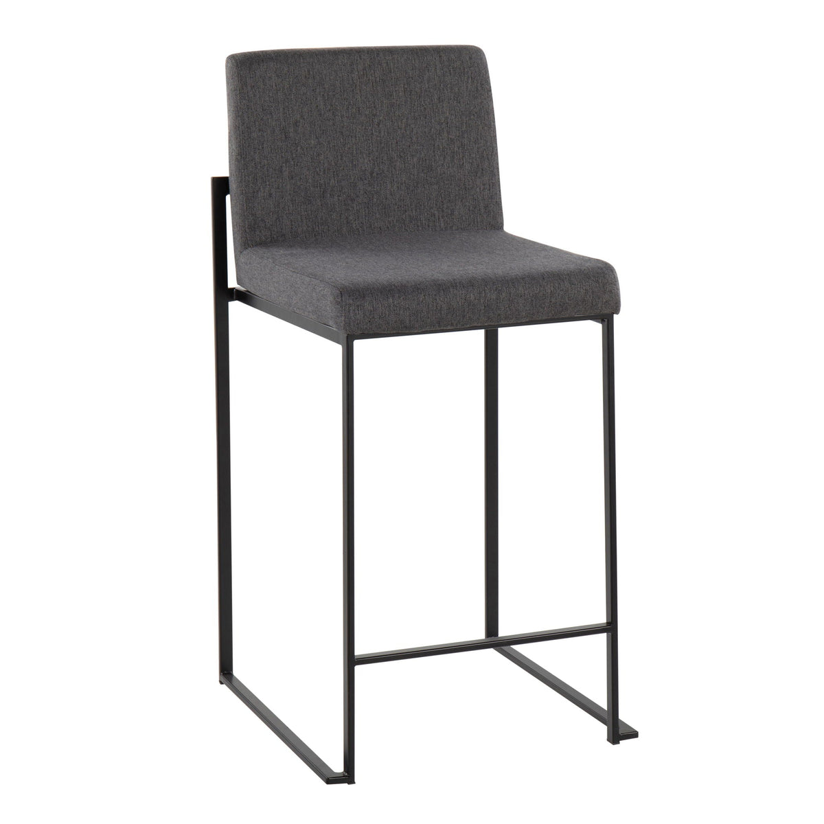 Fuji high back counter stool gray fabric with black metal frame, modern minimalist design on Tampa Home & Garden Store