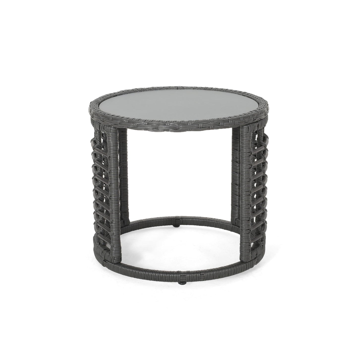 Achill Boho Wicker Side Table with Glass Top