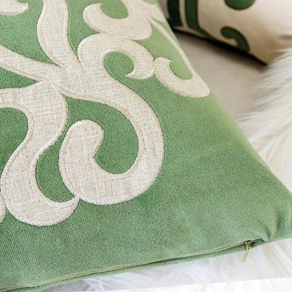 Dora Vintage Vine Green Pillow Covers set of 2 with hidden zipper by Unique Piece Furniture on Tampa Home & Garden Store