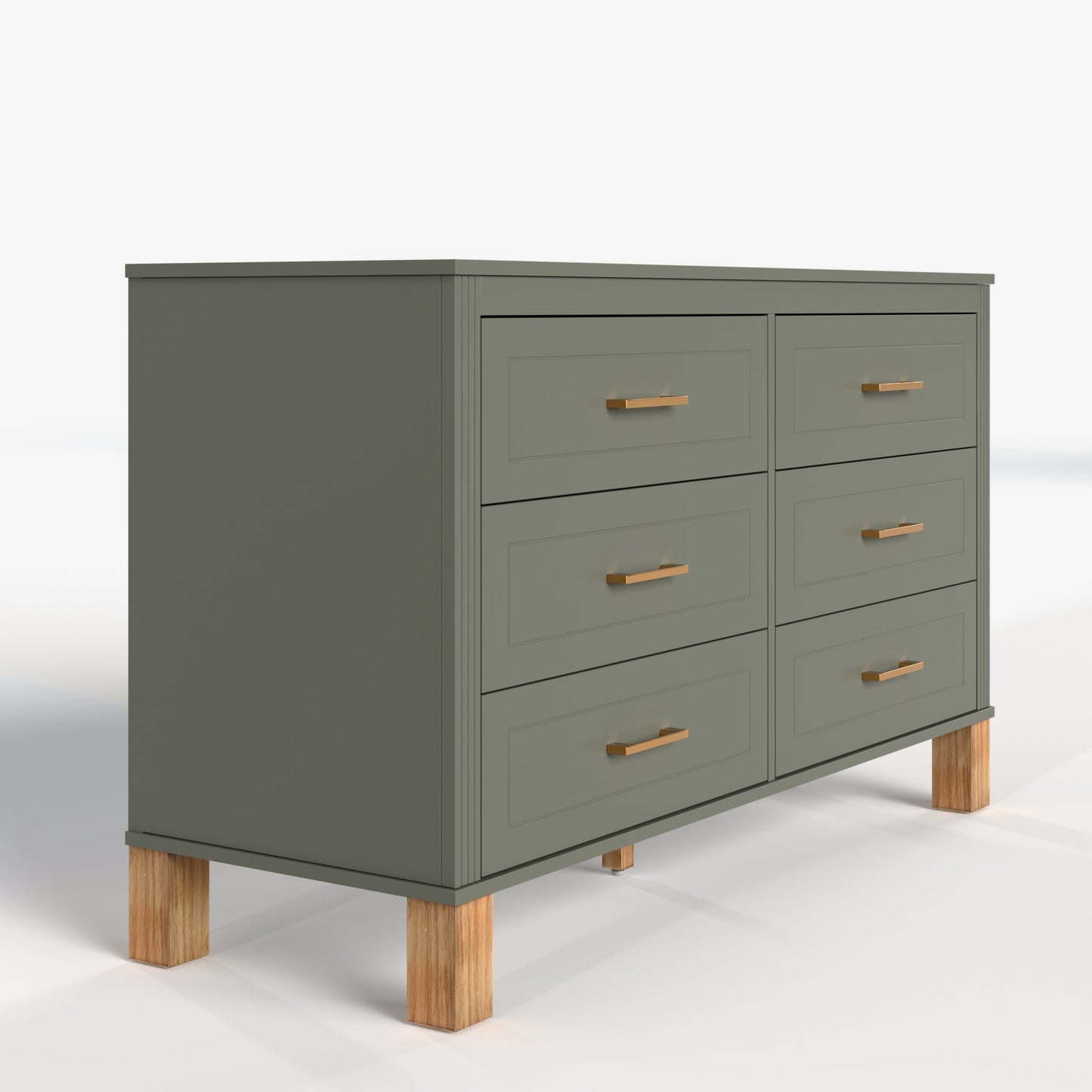 6-Drawer Double Dresser Olive finish with copper handles by HouseOfZazla on Tampa Home & Garden Store