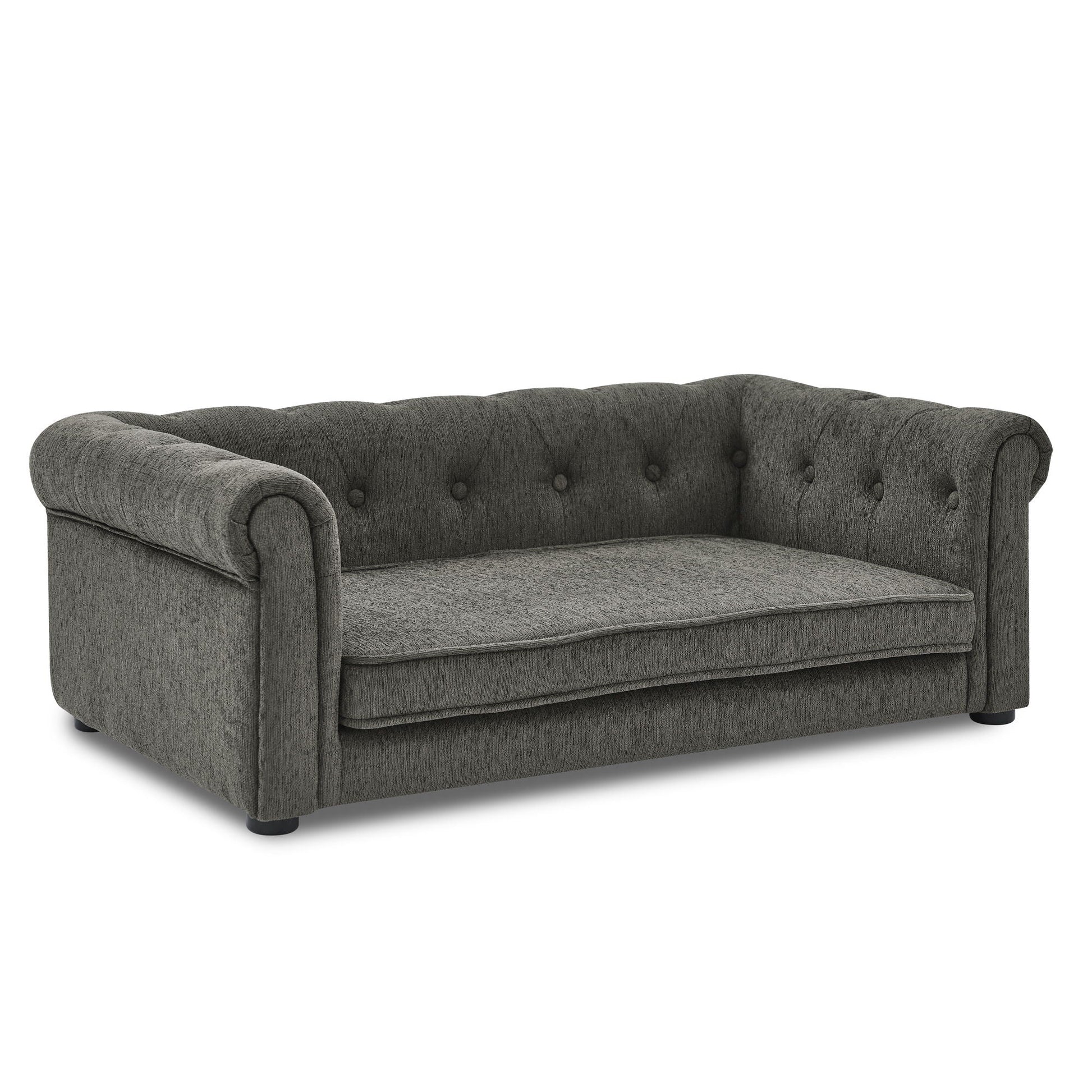 Dog Bed HouseOfZazla gray tufted elevated rectangle dog sofa on Tampa Home & Garden Store