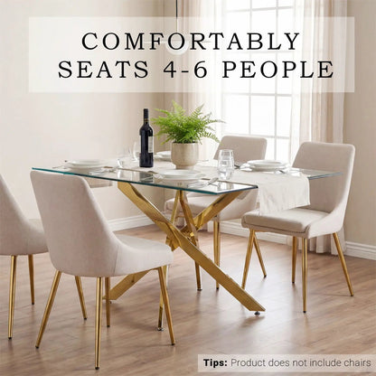 Modern Rectangular Dining Table with Metal Frame