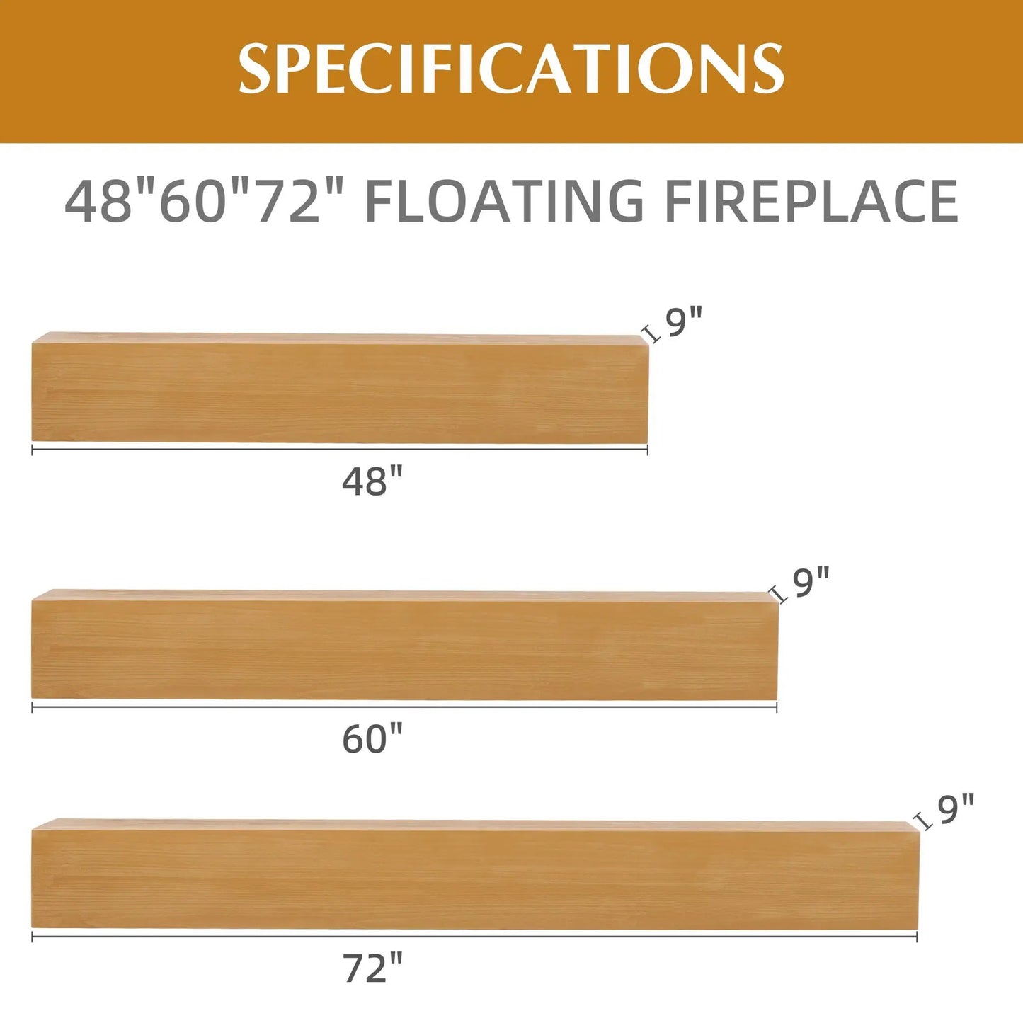 Floating Fireplace Mantel Shelf for Home Decor