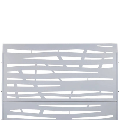 Metal privacy screen panel in gray with abstract geometric cutouts, room divider on Tampa Home & Garden Store