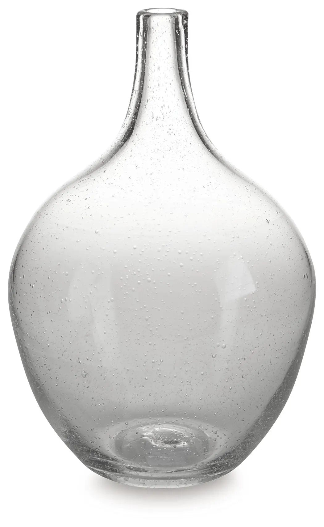 Kurthorne vase, clear bubbled glass with a tall narrow neck, Unique Piece Furniture on Tampa Home & Garden Store