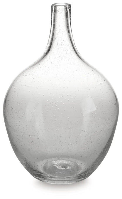Kurthorne vase, clear bubbled glass with a tall narrow neck, Unique Piece Furniture on Tampa Home & Garden Store