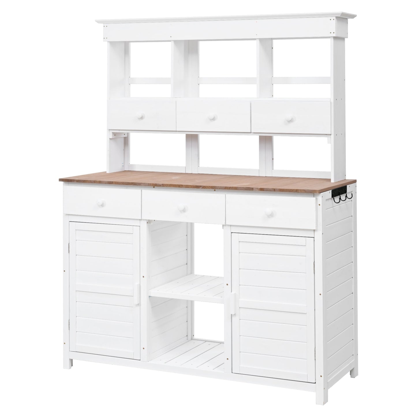 TOPMAX 65.7in Tall Garden Potting Bench with Hutch, white wood, three drawers on Tampa Home & Garden Store