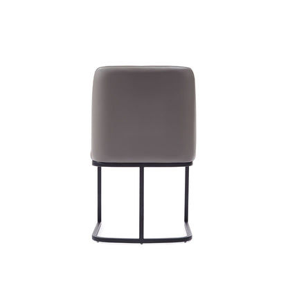 Serena Dining Chair with Geometric Metal Base taupe faux leather, black frame HouseOfZazla on Tampa Home & Garden Store