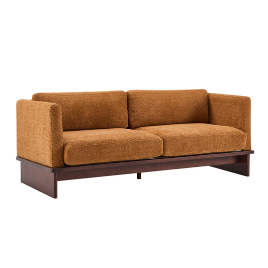 77-in square-arm modern 3-seater boucle sofa with solid wood base in brown upholstery on Tampa Home & Garden Store