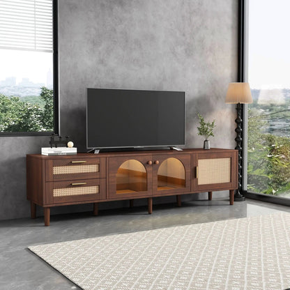 TV Stand With 3 Cabinets and 2 Drawers LED Light