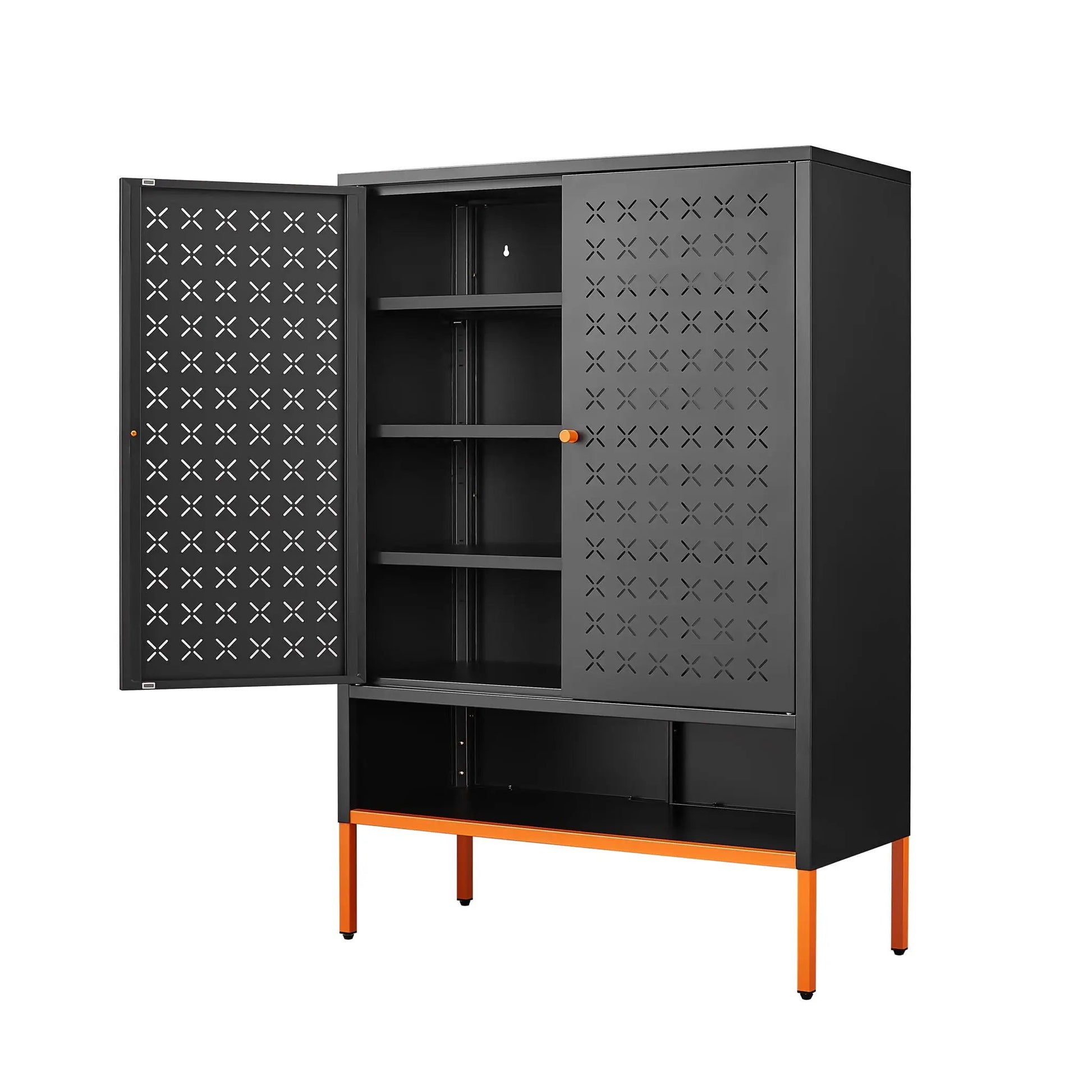 Grid Double Door Shoe Cabinet with adjustable shelves and moisture-proof metal on Tampa Home & Garden Store