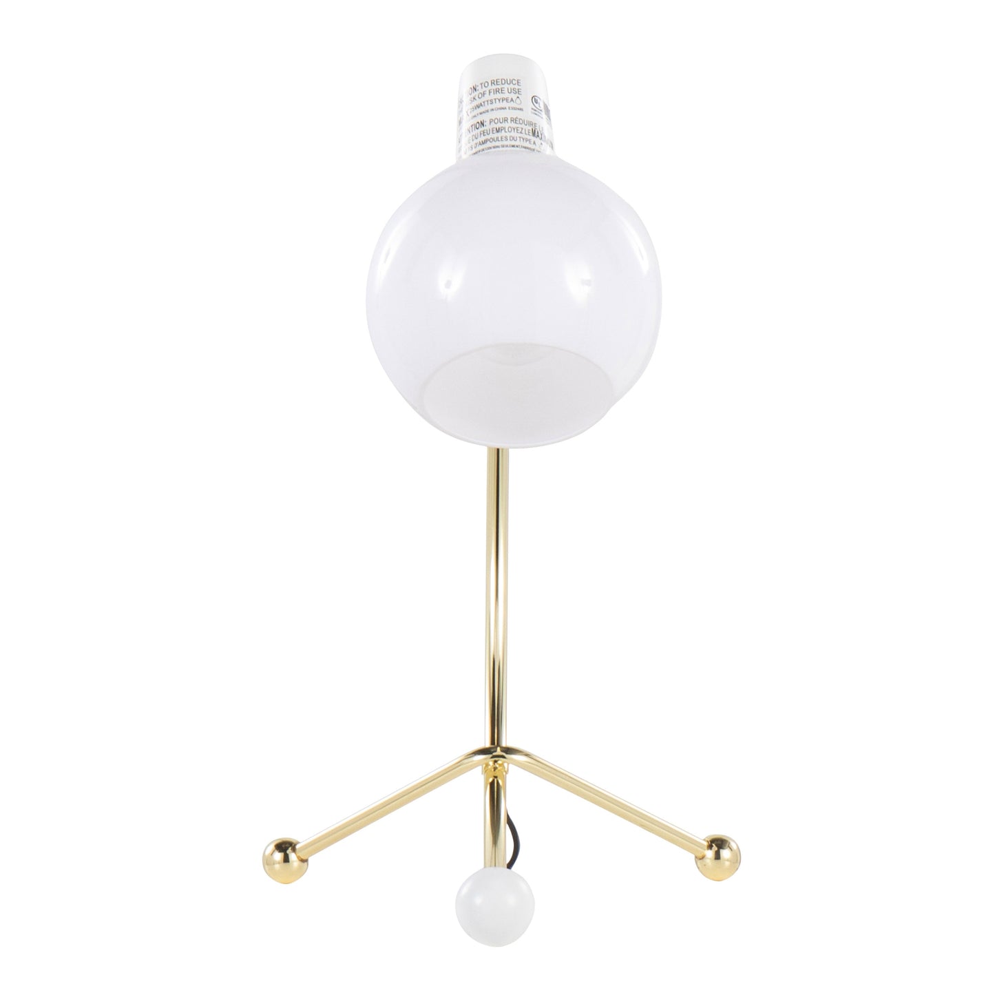 Eileen Contemporary Task Lamp gold metal with white shade tripod-arm HouseOfZazla on Tampa Home & Garden Store