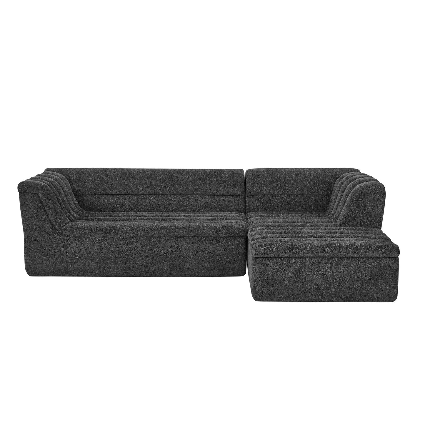 Upholstered L-shaped modular sectional sofa with chaise in charcoal and wave armrests on Tampa Home & Garden Store