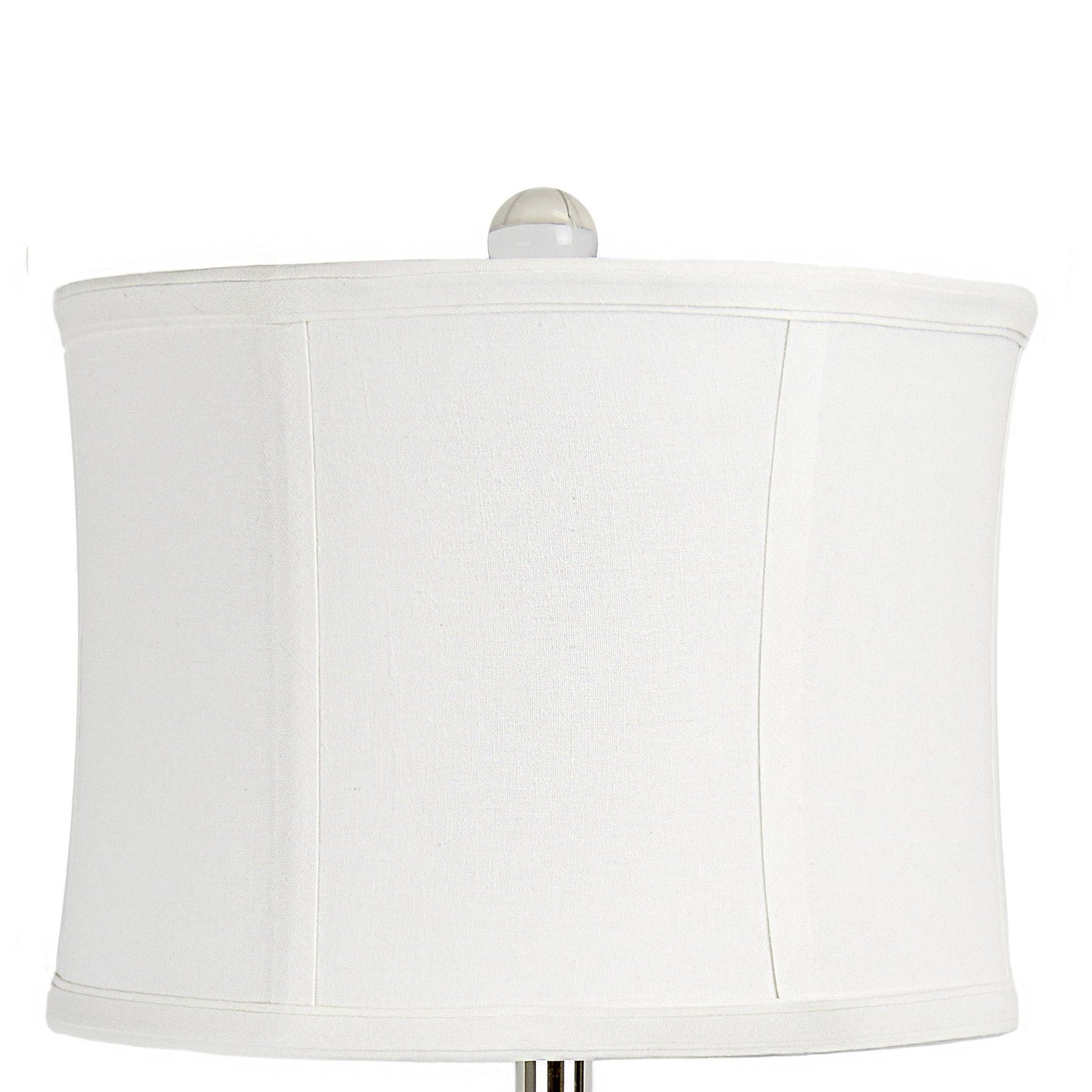 Diamond Torch Crystal Table Lamp with clear crystal finial, off-white shade, polished nickel on Tampa Home & Garden Store