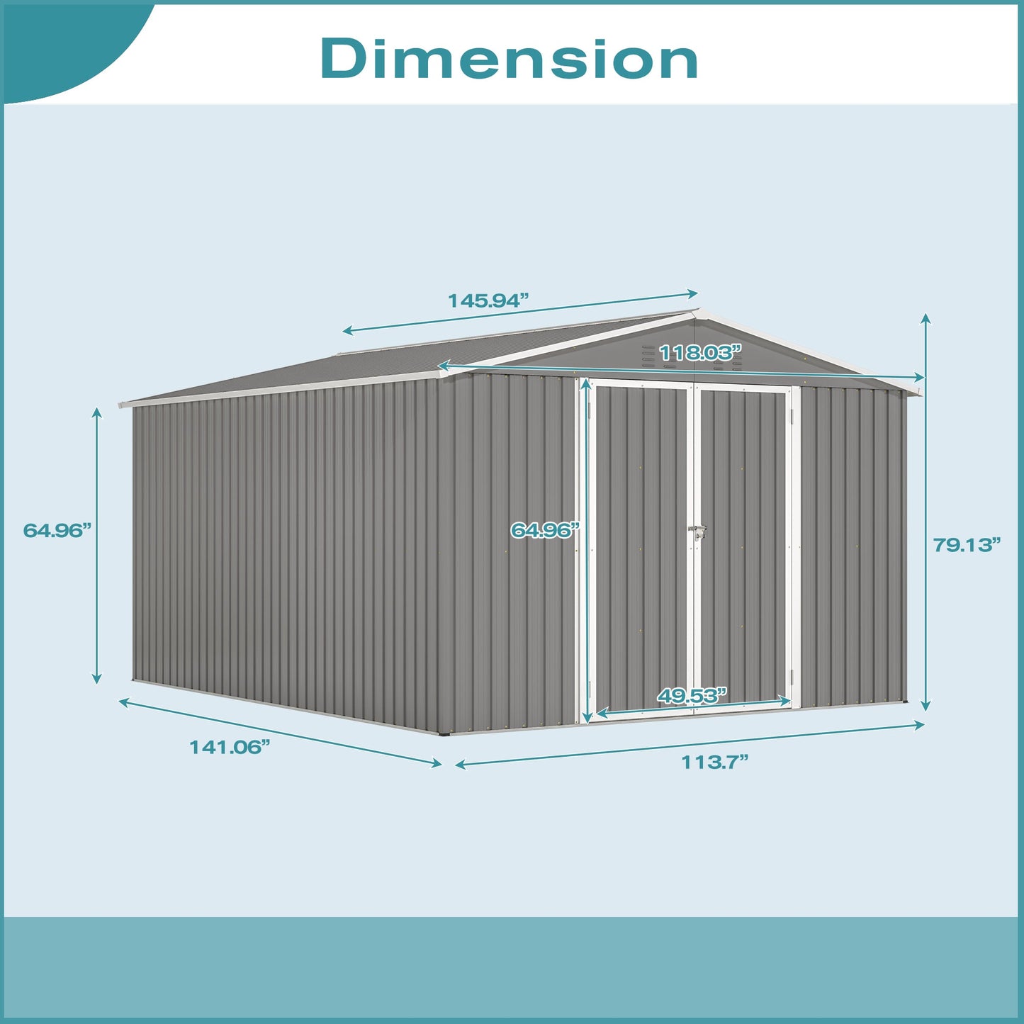 10 By 12 Feet Galvanized Steel Storage Shed