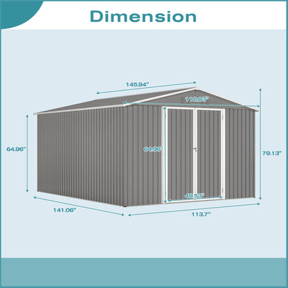 10 By 12 Feet Galvanized Steel Storage Shed