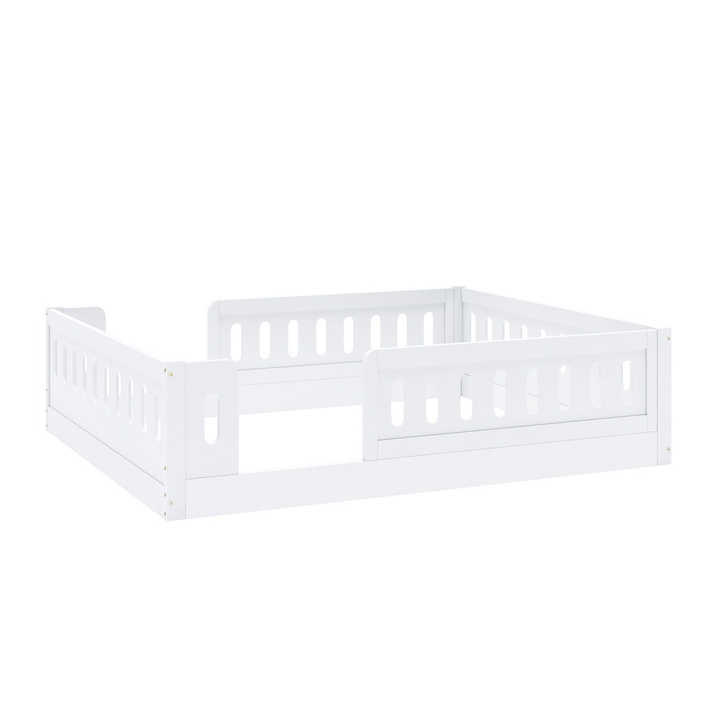 Platform bed with guardrail in white wood finish by HouseOfZazla on Tampa Home & Garden Store