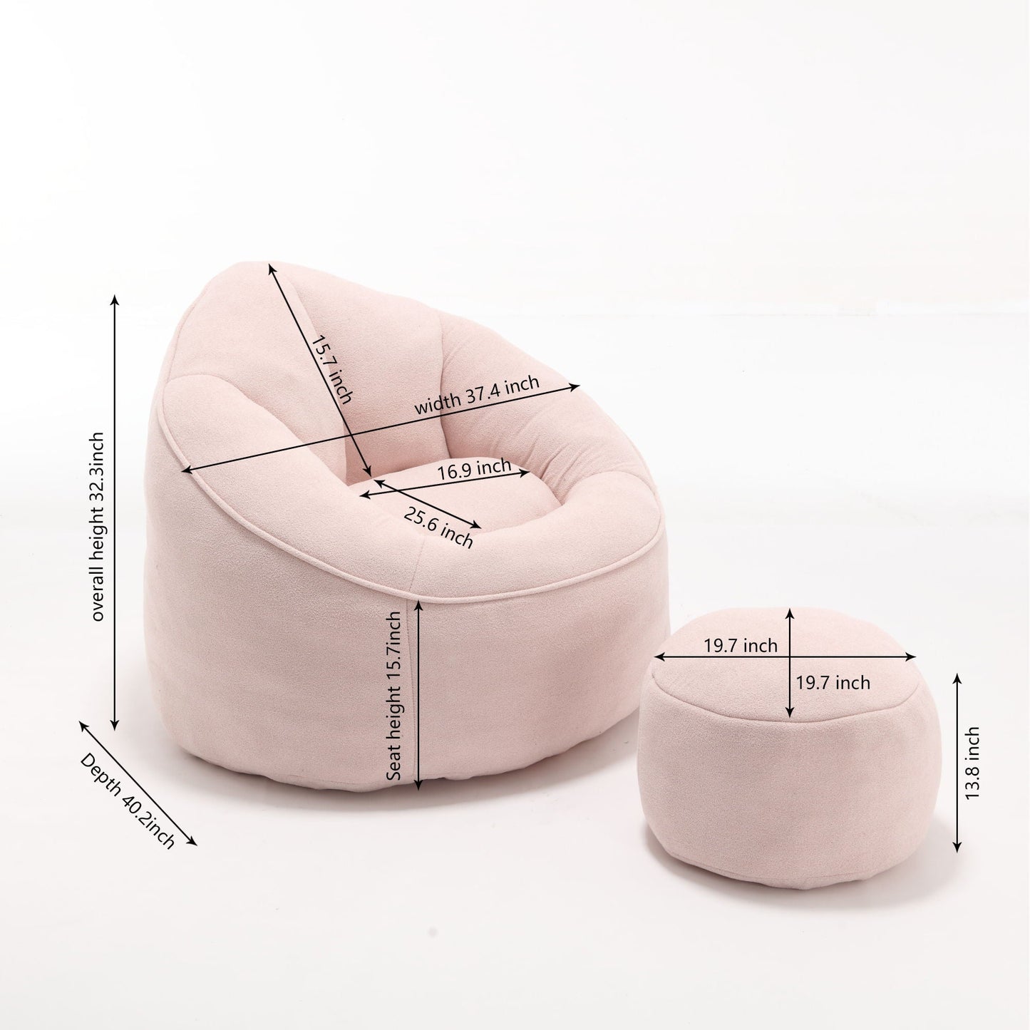 Cozy Bean Bag Chair With Foam and Footrest
