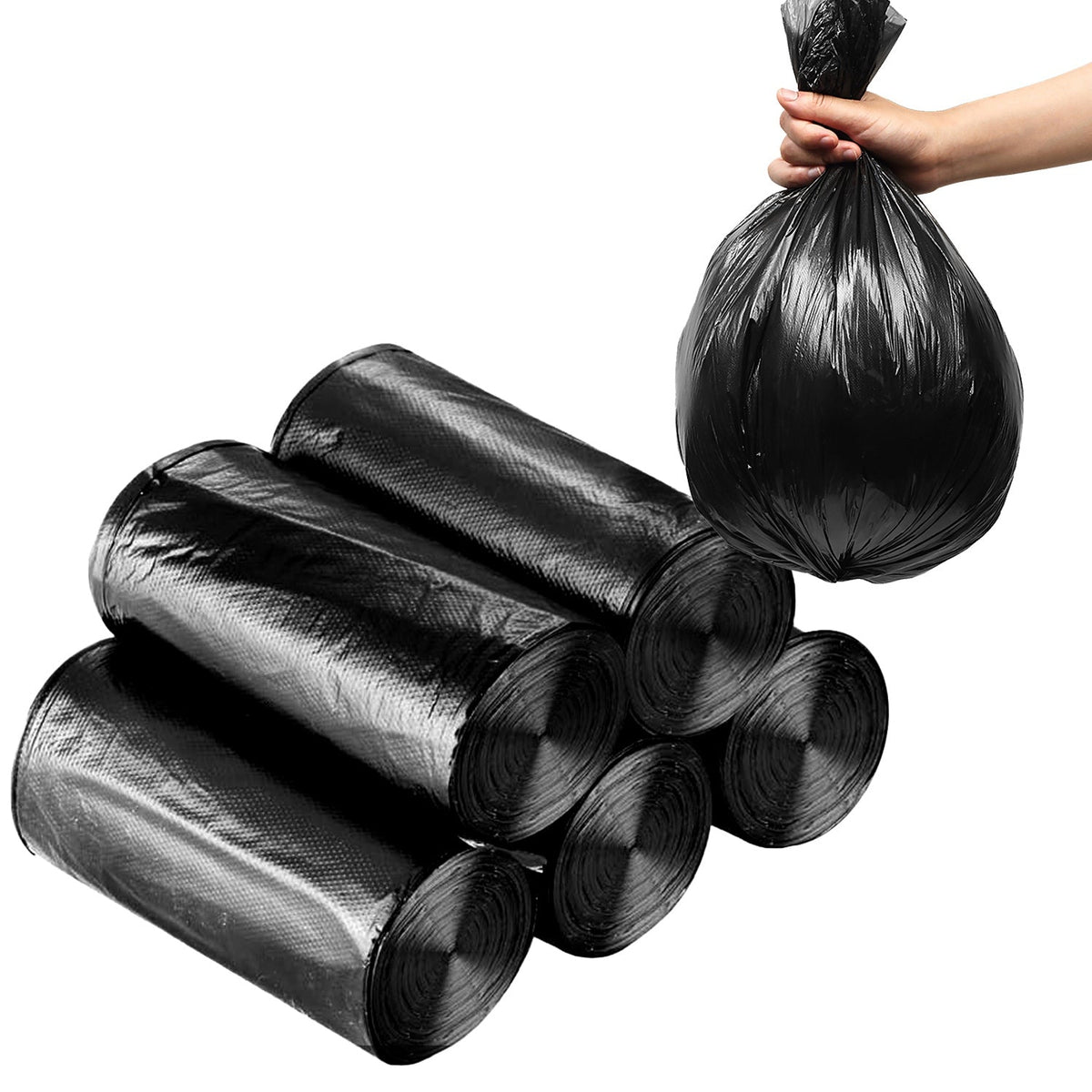GemGear black garbage bag rolls unscented leak-resistant, 5 rolls on Tampa Home & Garden Store