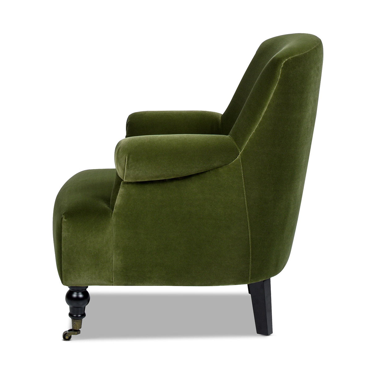 Eloise Armchair in olive velvet with pleated sock arms by HouseOfZazla on Tampa Home & Garden Store