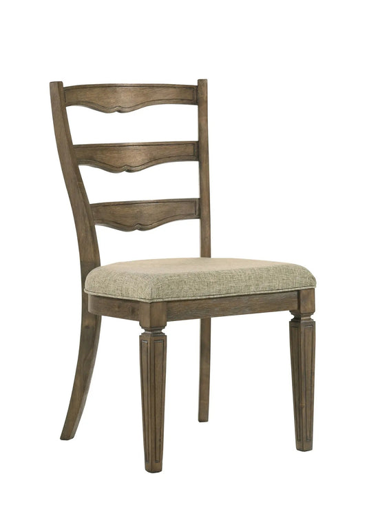 Parfield Weathered Side Chair set of 2 in light brown oak with beige upholstered seat Unique Piece Furniture on Tampa Home & Garden Store