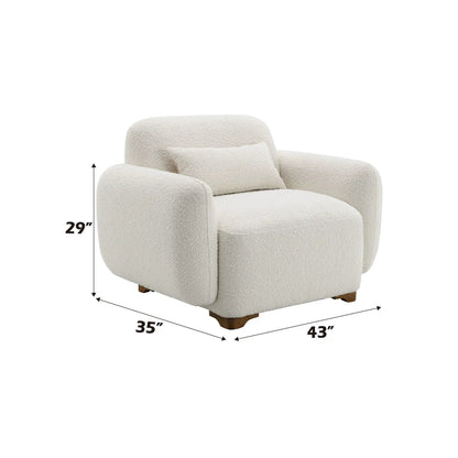 Darius Boucle Accent Chair with Toss Pillow Beige