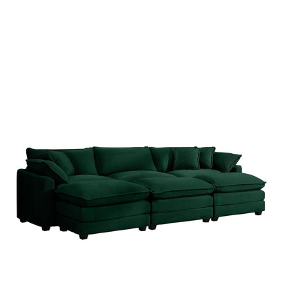 HouseOfZazla modern oversized modular sofa with ottoman, emerald green cushions, deep seating on Tampa Home & Garden Store