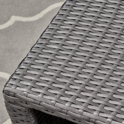 St Lucia outdoor dining table grey wicker surface close-up on Tampa Home & Garden Store